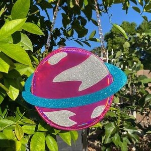 Saturn Planet Purse sparkly/glittery Holographic💖